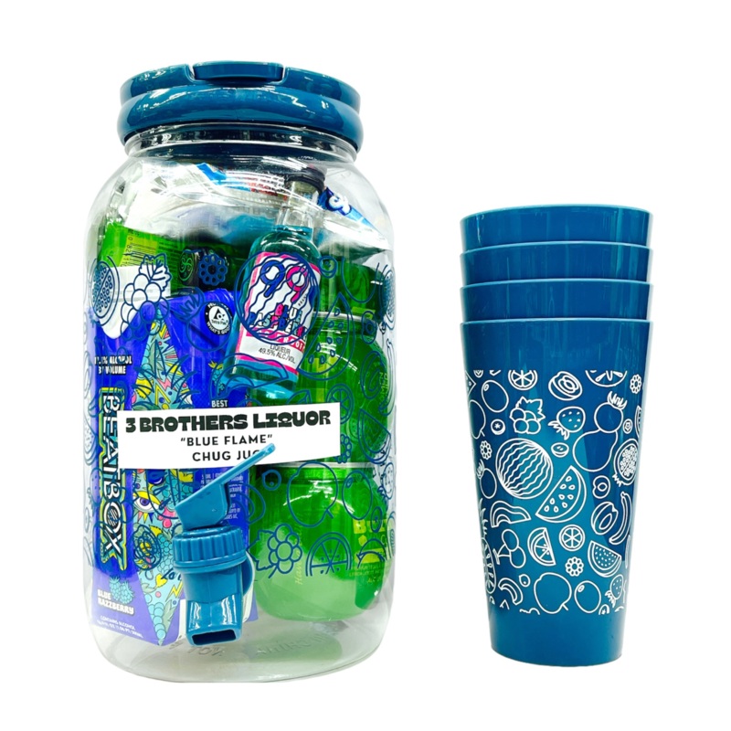 3 Brothers Liquor Blue Flame Chug Jug Alcohol Cocktail Bucket