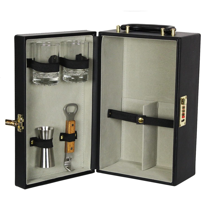 Wine and Champagne Travel Bar | Hand Made in England | English Bridle Hide | Dark London Tan | Very Finest Quality | Studio Burke Ltd