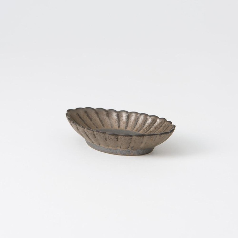 Bronze Chrysanthemum Oval Sauce Plate