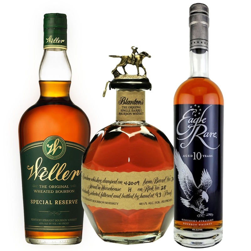 W.L. Weller Special Reserve, Blanton's Single Barrel, & Eagle Rare Bourbon Whiskey Bundle