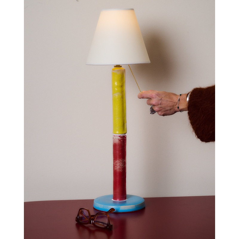Stoneware Lamp Yellow Red Black