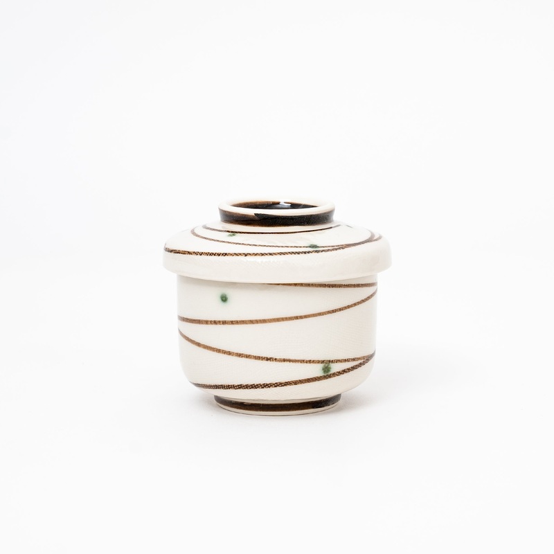 Japanese Chawanmushi Cup with Lid Handmade Ceramic Steamed Egg Bowl, Lidded Custard Cup Made in Japan