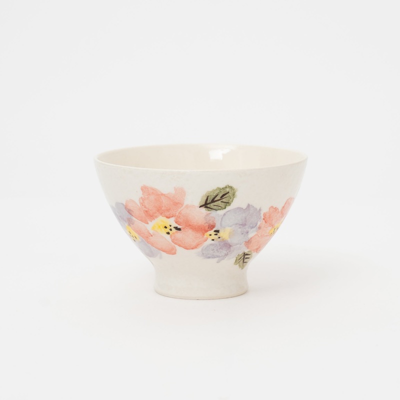 Handmade Hasami Floral Rice Bowl